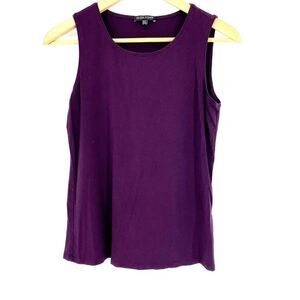 Eileen Fisher Tank Top Size XS Purple Sleeveless Rayon Stretch Boat Neck Knit